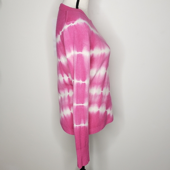 J Crew Sweater Crewneck Cashmere Tie Dye Pink White Small - Picture 4 of 15